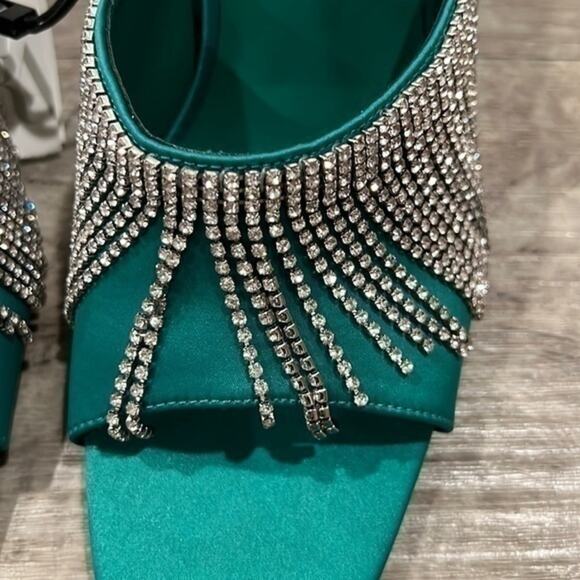 ZARA Green Rhinestone Fringe Heels | Sizes 8 & 9 | NWT - Picture 10 of 16